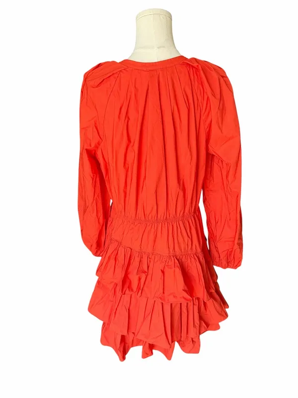 Ulla Johnson - Miranda Red Orange Ruffle Mini Dress Sz 10 - Image 5