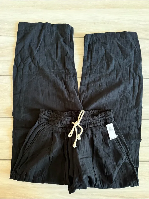 Old Navy High-Waisted Crinkle Gauze Barrel Ankle Pants Black XS NWT - Image 7