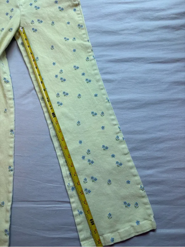Princess Polly Ivy Floral High Rise Straight Leg Jeans Yellow Blue Size 4 - Image 5