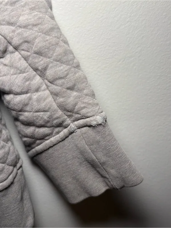 Patagonia Quilted Snap-Front Pullover Light Gray Organic Cotton Small Sweater - Image 6