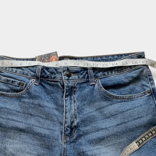 Ed Hardy Womens Low Rise Bootcut Jeans Blue Tattoo Embroidered XL NWT - Image 4