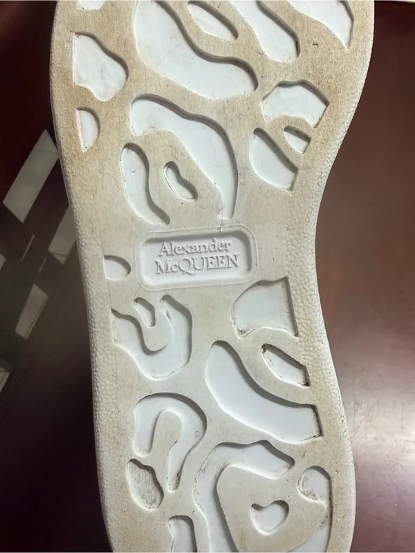 Alexander McQueen White Leather Platform Sneakers with Green Croc Heel - Image 13