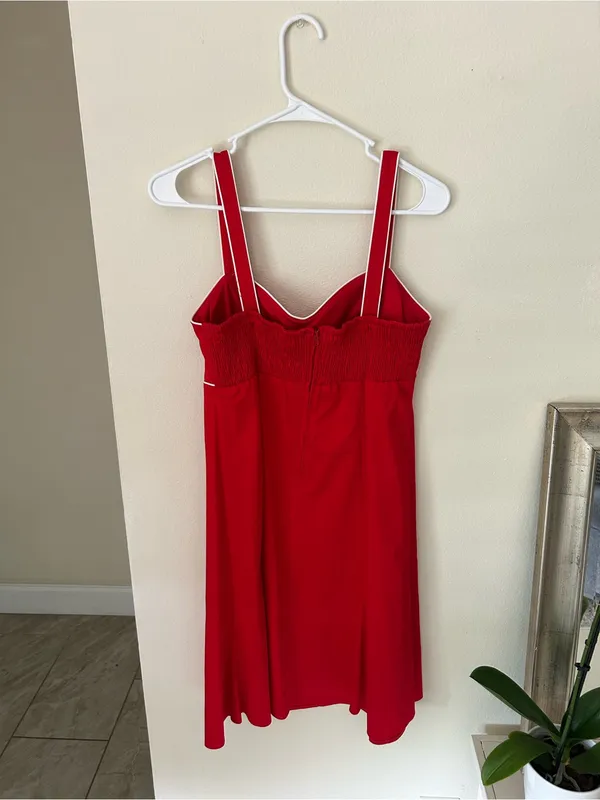 Madison Lee Vtg red babydoll retro pin up bow sailor mini swing A line dress 12 - Image 4
