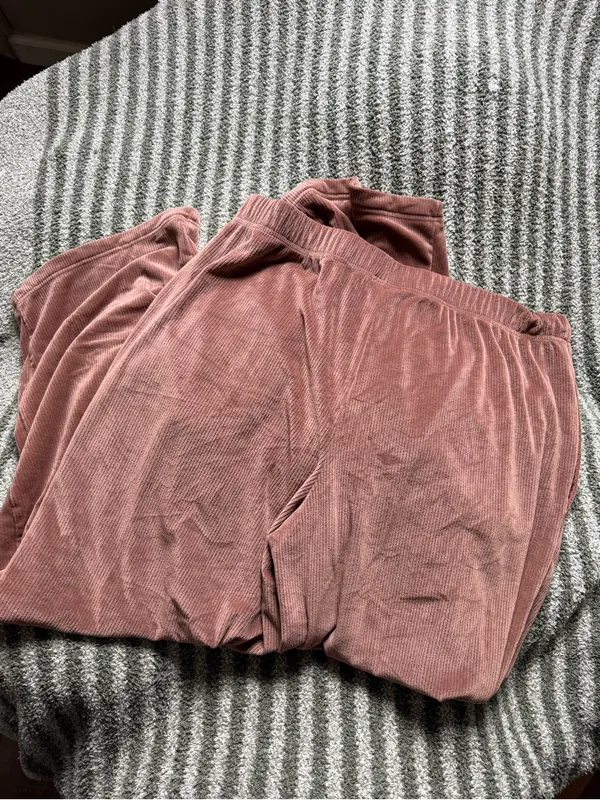 Brown Corduroy Elastic Waist Pants - Image 3