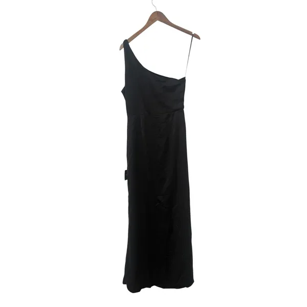 Lulus Dreaming of Elegance Black Satin One-Shoulder Maxi Dress size M NWT - Image 3
