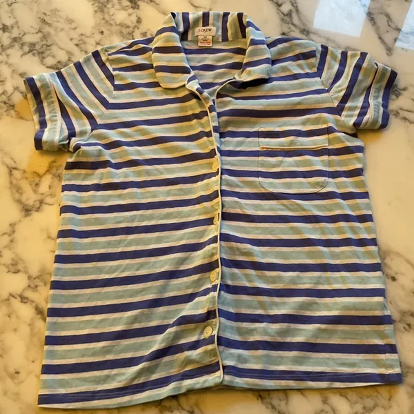 NWOT J Crew Women’s 100% Cotton Striped Pajama Top blue purple Sz XS - Image 4