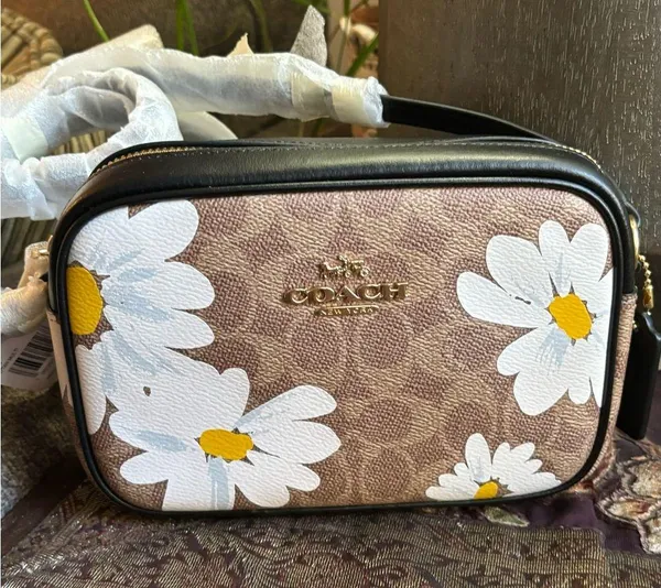 Coach Authentic Signature floral canvas/ smooth leather top zip Crossbody - Image 2
