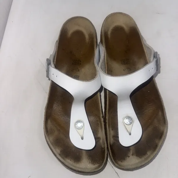 Birkenstock‎ White Leather Gorpcore Outdoor Nature Gizeh Sandals Women's Size 9 - Image 2