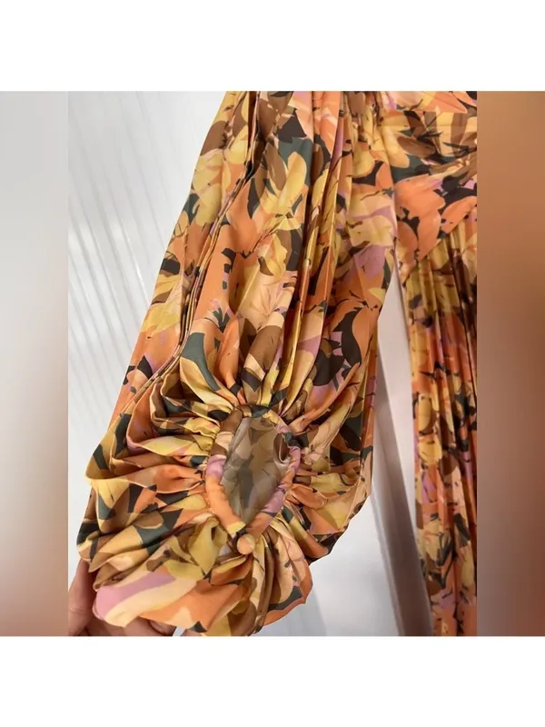 Acler Palms Dress in Kaleidoscope Floral Yellow, US6 - Image 9