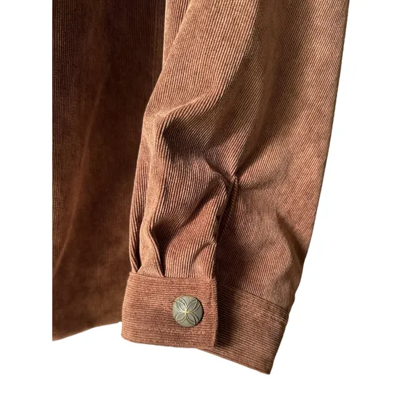 BonWorth Brown Corduroy Studded Western Jacket Zip Front Size Large - Image 8