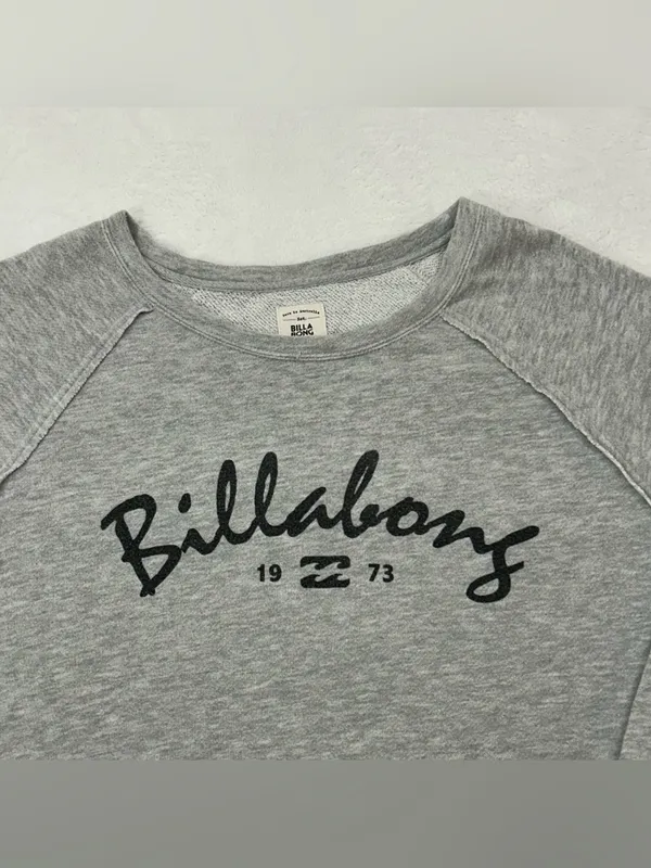 Billabong Surfer Skater Light Gray Round Neck Pullover Sweatshirt Women’s L - Image 2