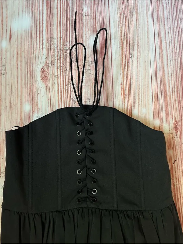 Princess Polly Black Gathered Front Lace Up Bustier Corset Crop Top Size 0 - Image 6