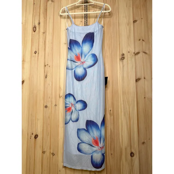 NWT Lulus Graciela Periwinkle Floral Mesh Bodycon Midi Dress Cruise Resort Sz XS - Image 2