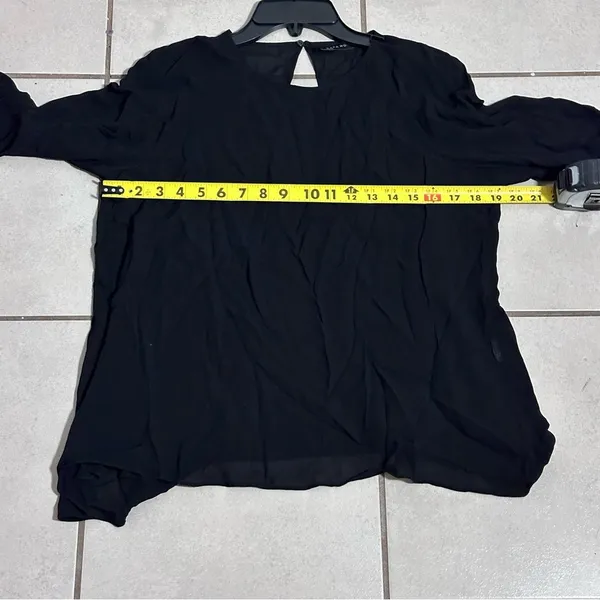Zara Women‎ Black 3/4 Sleeve Sheer Blouse Top size M. - Image 8
