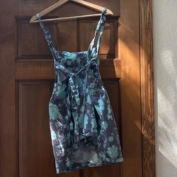 FREE PEOPLE Meet Me In Maui Printed Mini Dress in Ocean Combo Blue Size Small - Image 5