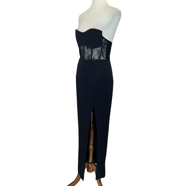 Elle Zeitoune Black Strapless Gown SMALL Bodycon Corset Bustier Designer $390 - Image 6
