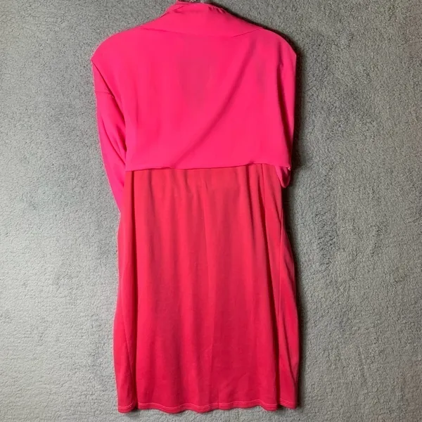 Impeccable Pig Shift Dress Large NWT Hot Pink Barbiecore Lined V-Neck Flowy‎ - Image 4