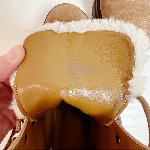 Marc Fisher Leigan Caramel Suede Sherpa Trim Lug Hiking Boot NWOT Size 5 - Image 9
