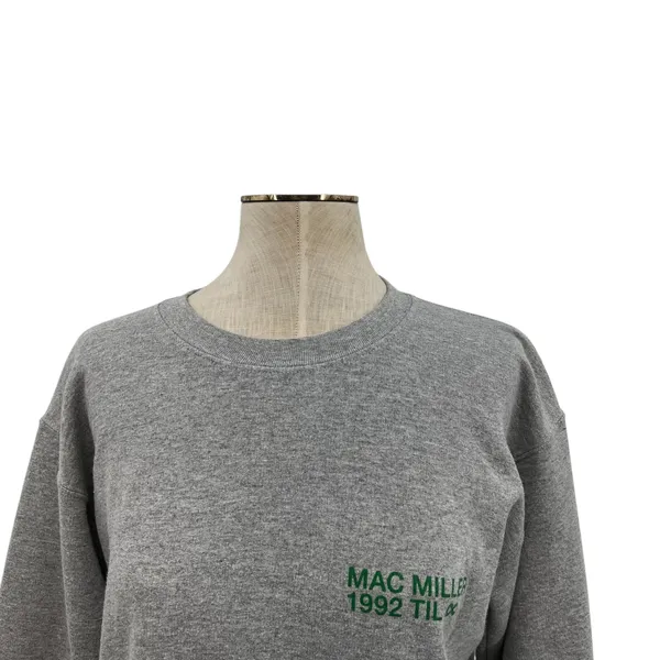 Mac Miller Graphic Crewneck Sweatshirt 1992 Til Infinity Gray Green Unisex Small - Image 3