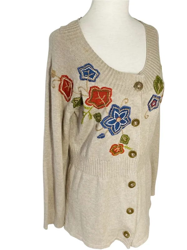 D&CO Embroidered Flowers & Leaves Cardigan - Image 2