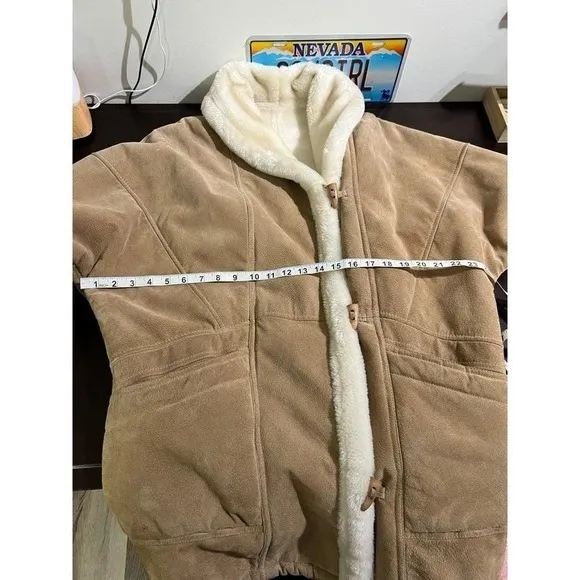 Vintage Wilsons Leather Suede & Faux Shearling Coat Penny Lane Y2K Tan M - Image 8