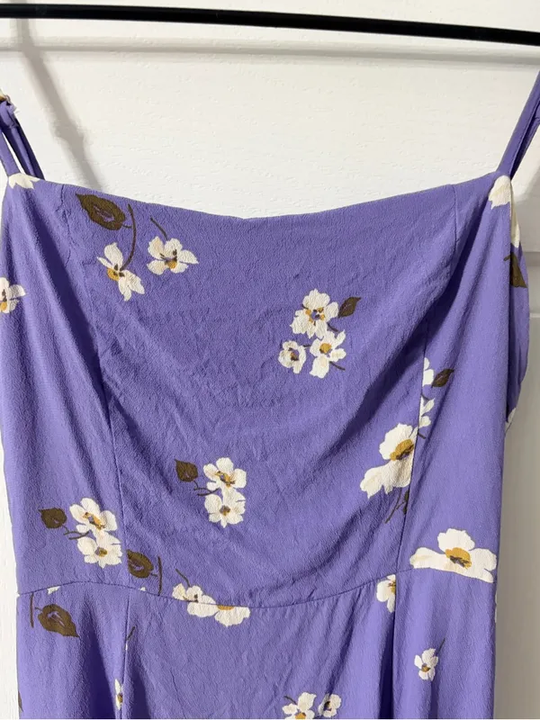 Reformation Lavender Floral Spaghetti-Strap Dress - Image 3