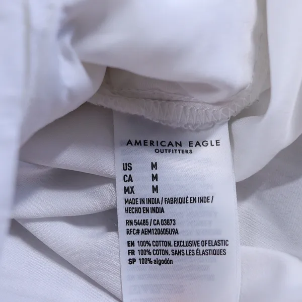 American Eagle Romper Womens Medium White Cotton Grid Smocked Back Summer V-Neck - Image 9