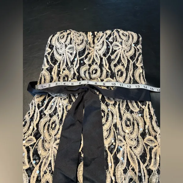 Betsy & Adam Sequin Lace Strapless Evening Gown With Sash size 6 NWT USA - Image 10