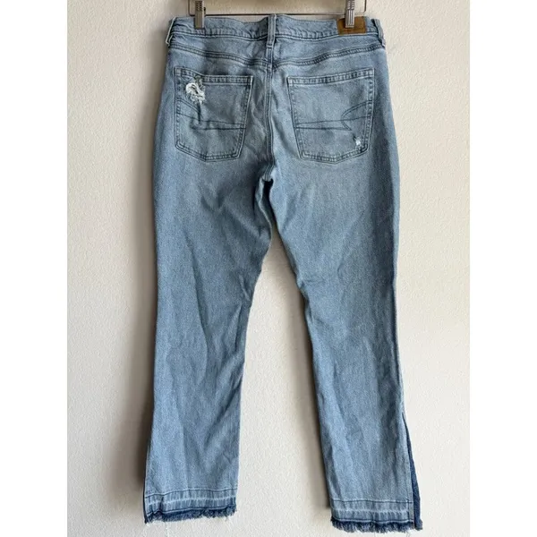 American‎ Eagle Jeans Women's 12 90s Low Rise Skinny Kick Stretch Denim Raw Hem - Image 2