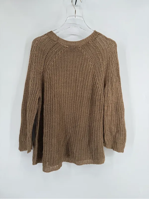 J Crew Relaxed-Fit Linen Beach Sweater Brown Women's medium - Image 3