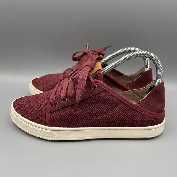 Olukai Shoes Women Size 7.5 Maroon Burgundy Knit Mesh Sneakers Coastal Pehuea Li - Image 6