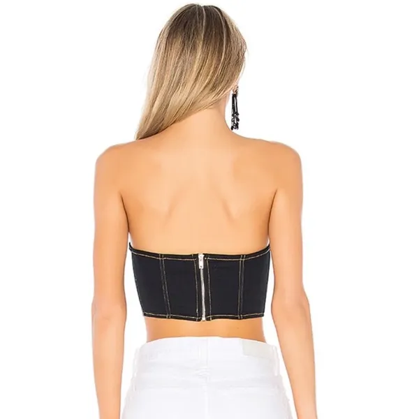 REVOLVE x LPA Denim Bustier Strapless Top - Image 3