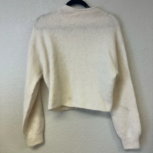 Marine Layer Suri Alpaca Mock Neck Pullover Eyelash Sweater in Cream Small - Image 4