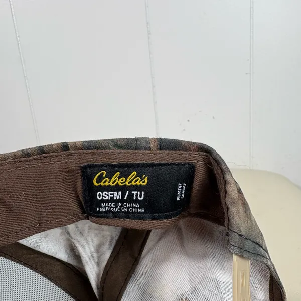 Cabelas Camo Logo Emrboidered Snapback Brown Bill Hat Country Southern OS Unisex - Image 5