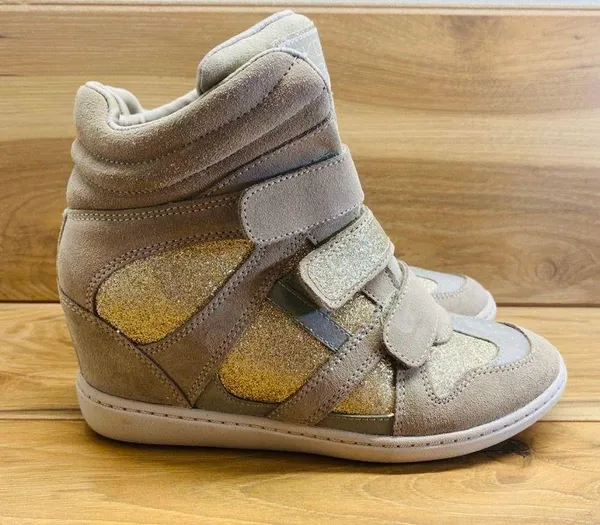 Skechers Wedge Hidden Heel Sneakers Hook & Loop closure Tan Womens size 6.5 sh20 - Image 4