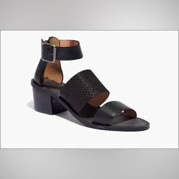 Madewell The Warren Block Heel- Black Leather- Size 7 - Image 2