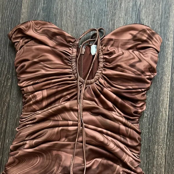 House of CB Brown Swirl Mini Dress - Image 3