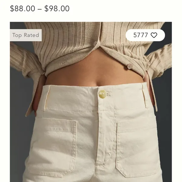 Collette Anthropologie Maeve Cream High Waist Tailored Shorts - Image 2