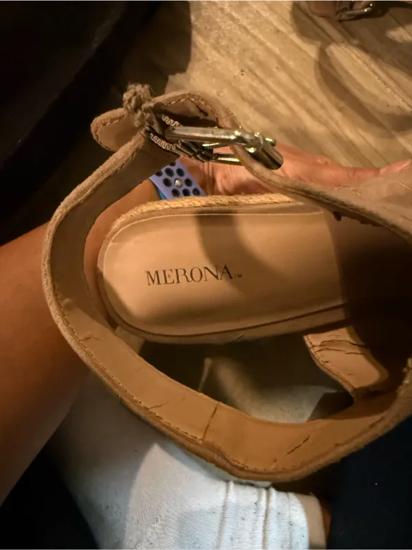 Merona Taupe Suede Open-Toe Espadrille Wedges - Image 7