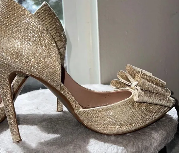 Betsey Johnson Sparkly Gold Heels - Image 3