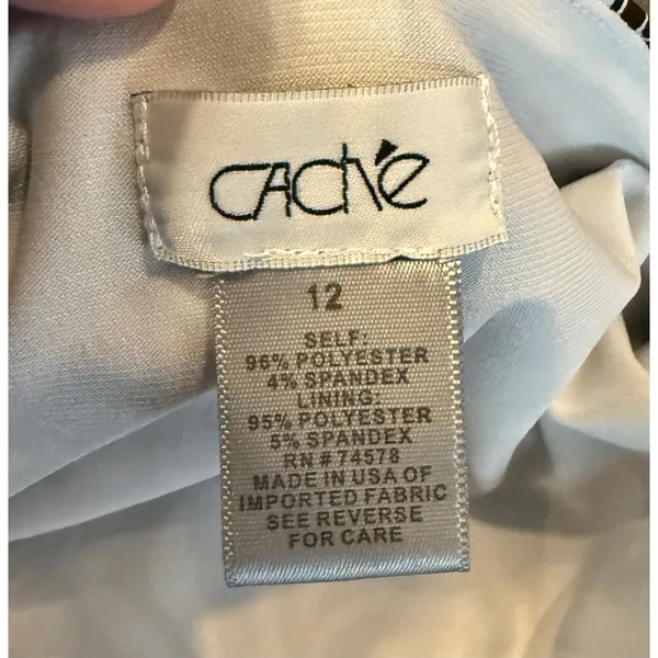 Cache Womens 12 Sheath Dress Black White Floral Scroll Sleeveless Boat Neck Chic - Image 3