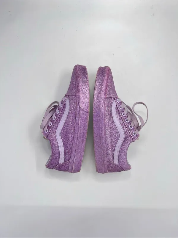 Vans Old Skool Lavender Purple Glitter Canvas Low Skate Sneakers Size 7 - Image 2