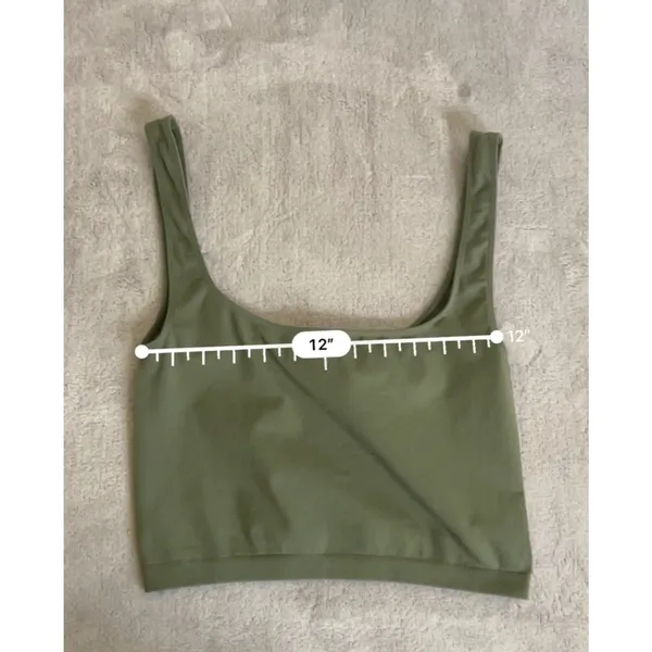 Women's Free People Green Seamless Square Neck Crop Tank Top M - Image 3