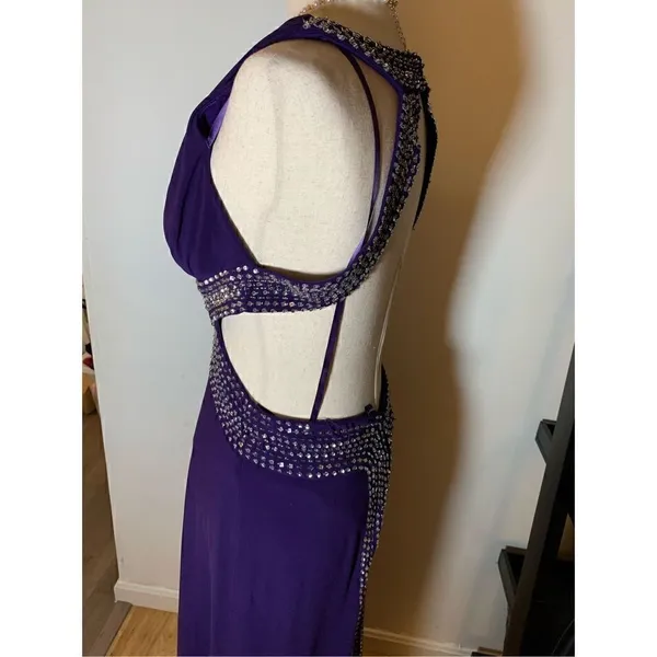 Betsy and Adam purple long dress with sequence size 8 - Image 3