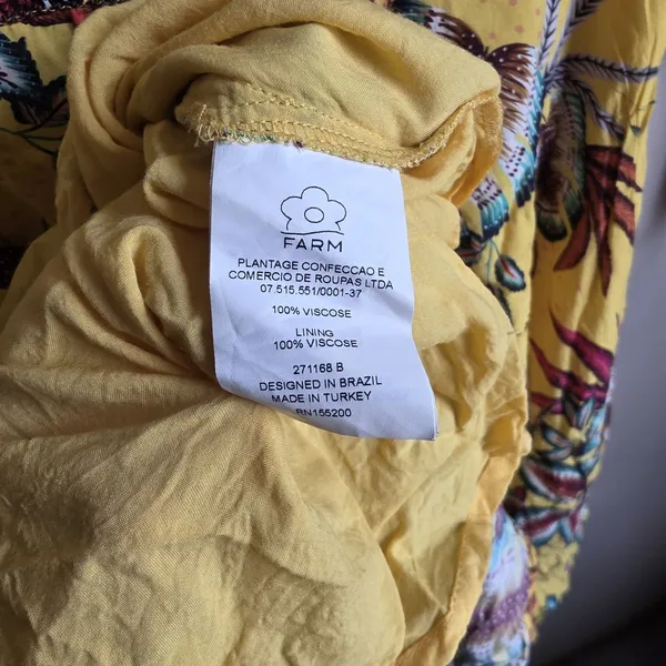 Farm Rio Bria Smocked Dress Anthropologie Size S Petite Yellow Tropical Floral - Image 10