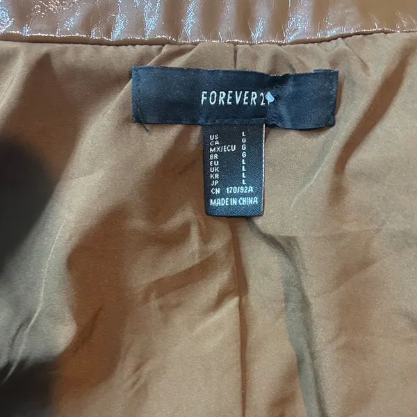 Forever 21 Chocolate Brown Faux Leather Cropped Blazer | Y2K 90s Vintage Inspired | Size - Image 7