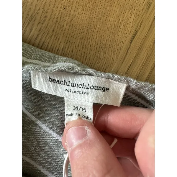 Beach‎ Lunch Lounge Jumper Size Medium Gray & White Striped Linen Blend NWT - Image 3