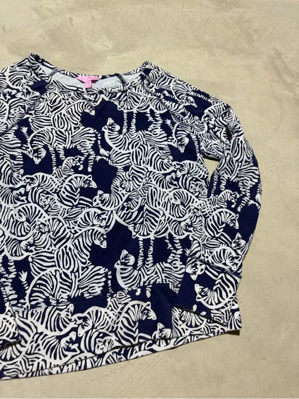 Lilly Pulitzer Navy Zebra Print Long Sleeve Top medium - Image 5