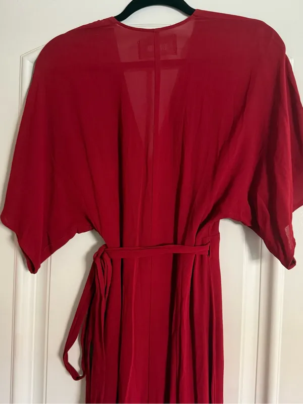 Reformation Winslow Red Wrap Maxi Dress with Tie Waist - Image 5