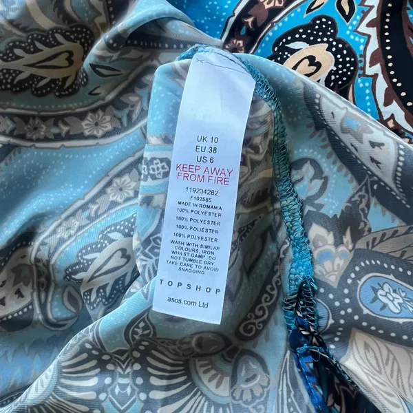 TopShop Blue Paisley Silky Cutout Halter Maxi Dress - Image 9